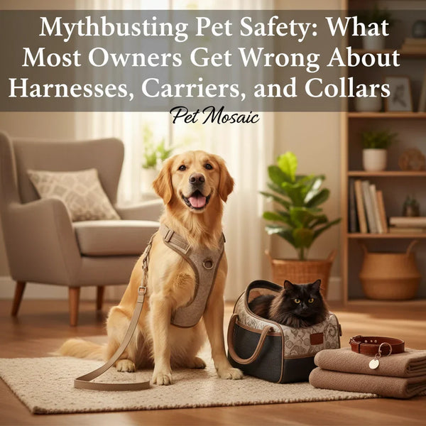 Pet safety equipment including harnesses, carriers, and collars for dogs and cats