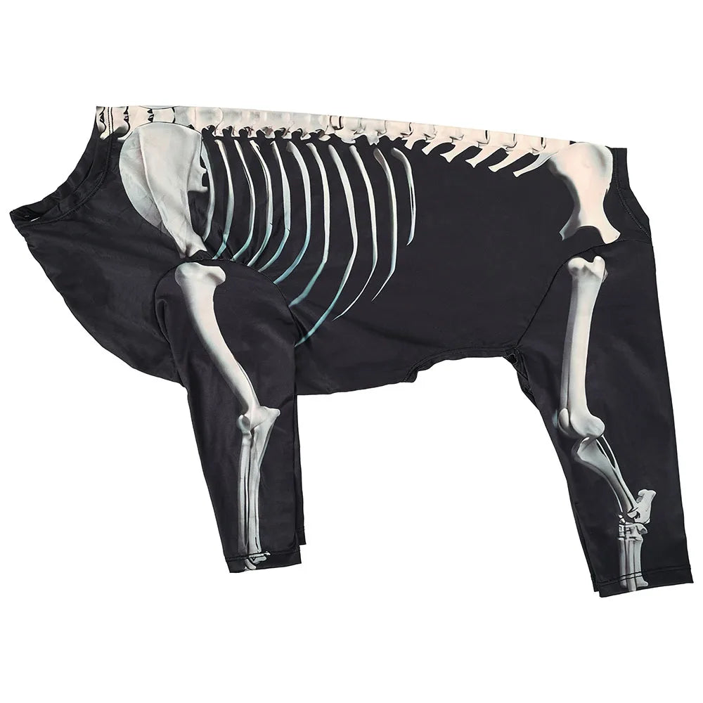 Black leggings with a white skeleton design on a white background