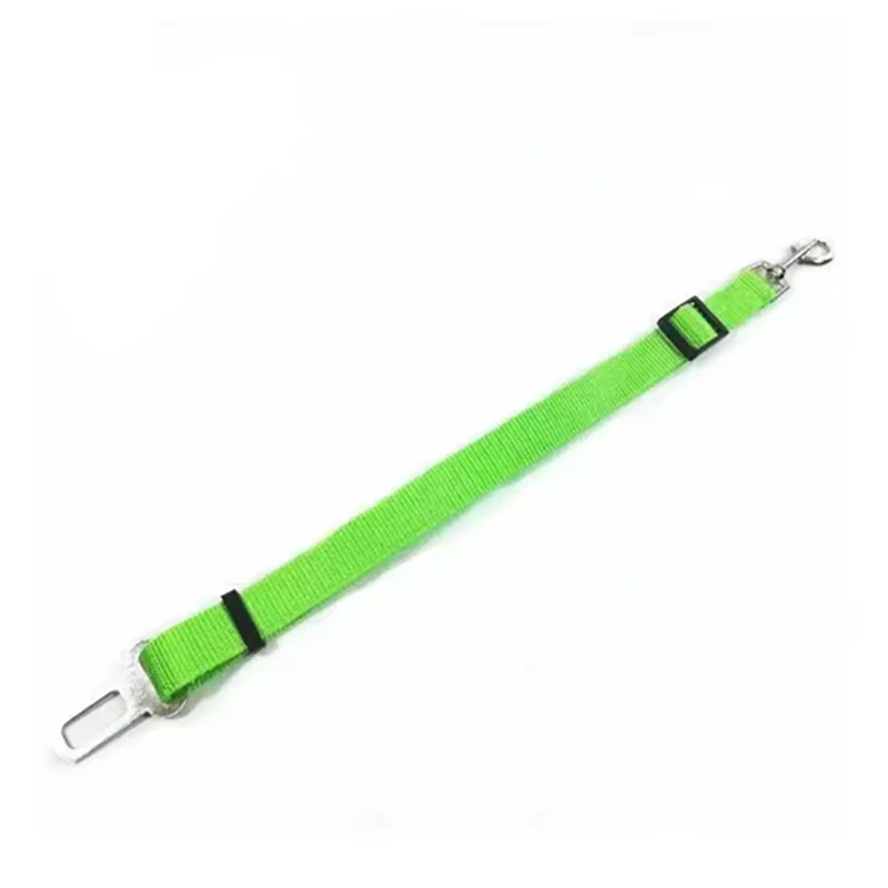 Green car seat belt strap on a white background