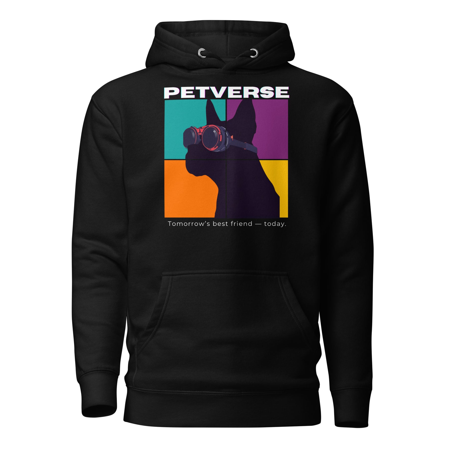 Black - "Petverse Unisex Hoodie in Black - Pet Universe Graphic Sweatshirt Front View