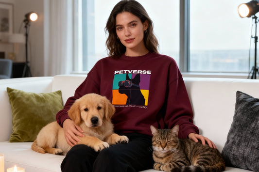 Cozy living room with Pet Mosaic Stay Pawsitive soy wax candle and Capture Their Story premium pillow case - pet-friendly home décor