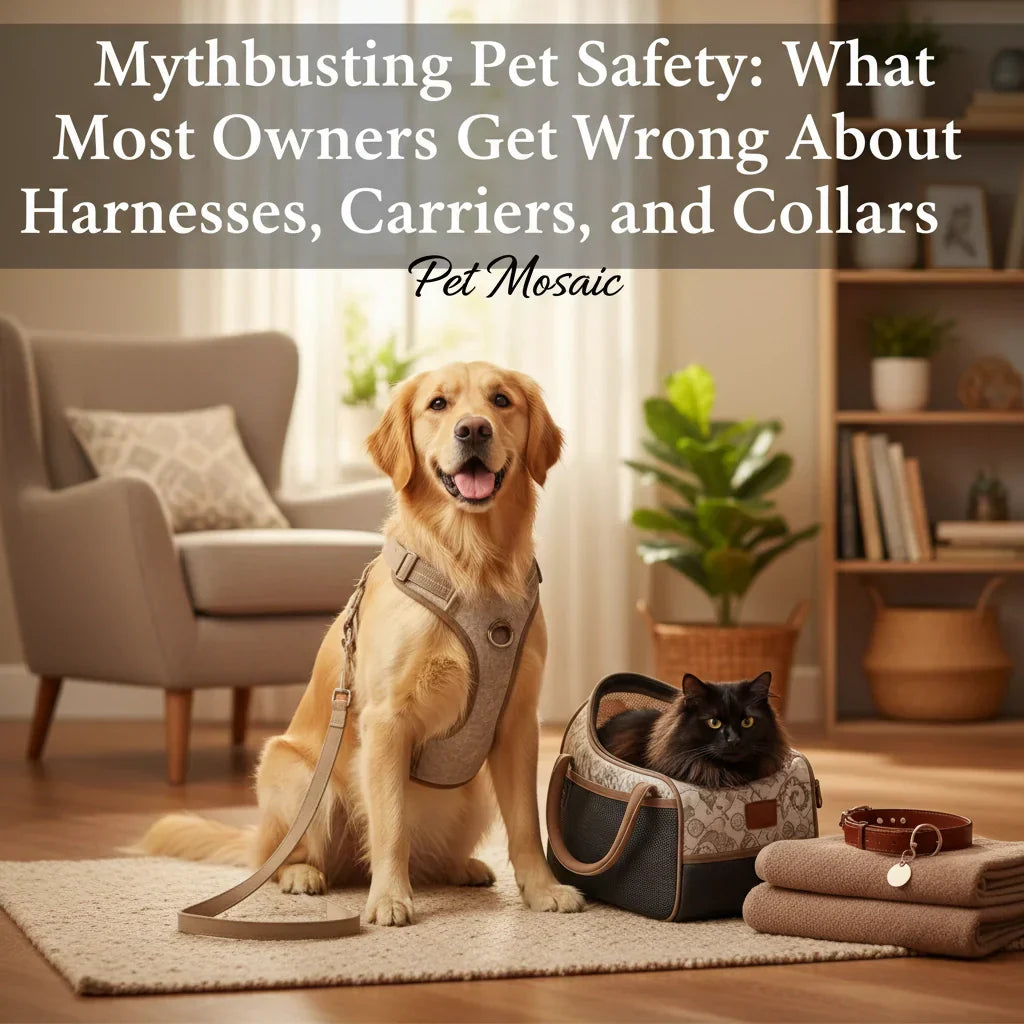 Pet safety equipment including harnesses, carriers, and collars for dogs and cats