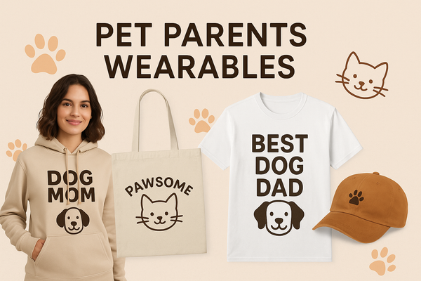 Pet Parents Wearable collection featuring custom t-shirts, hoodies, hats and accessories for dog and cat lovers