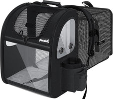 Dog Carrier Backpack Expandable, Pet Backpack Carrier for Small Dogs & Cats up to 18 Lbs, Waterproof & Breathable Mesh Design, Ideal for Hiking, Travel, Camping, and Outdoor Adventures Black
