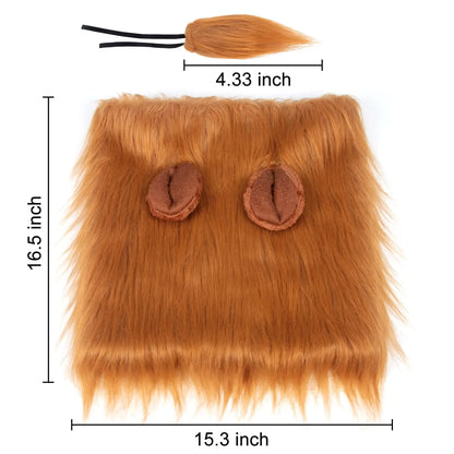 Brown furry patch with ears and measurement details on a white background