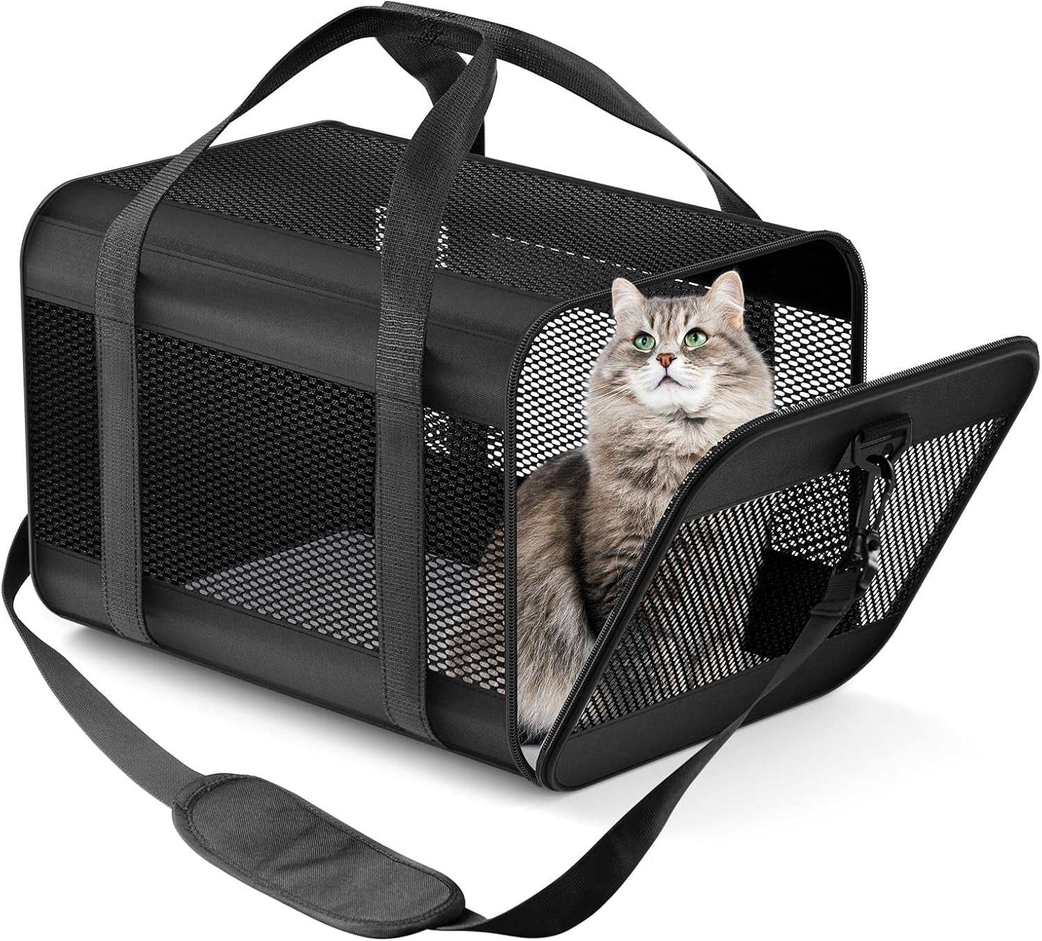 Pet Carrier Airline Approved Pet Carrier Puppy Dog Carriers for Small Dogs, Cat Carriers for Medium Cats Small Cats, Small Pet Carrier Small Dog Carrier Airline Approved Cat Travel Carrier-All Black