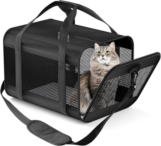 Pet Carrier Airline Approved Pet Carrier Puppy Dog Carriers for Small Dogs, Cat Carriers for Medium Cats Small Cats, Small Pet Carrier Small Dog Carrier Airline Approved Cat Travel Carrier-All Black