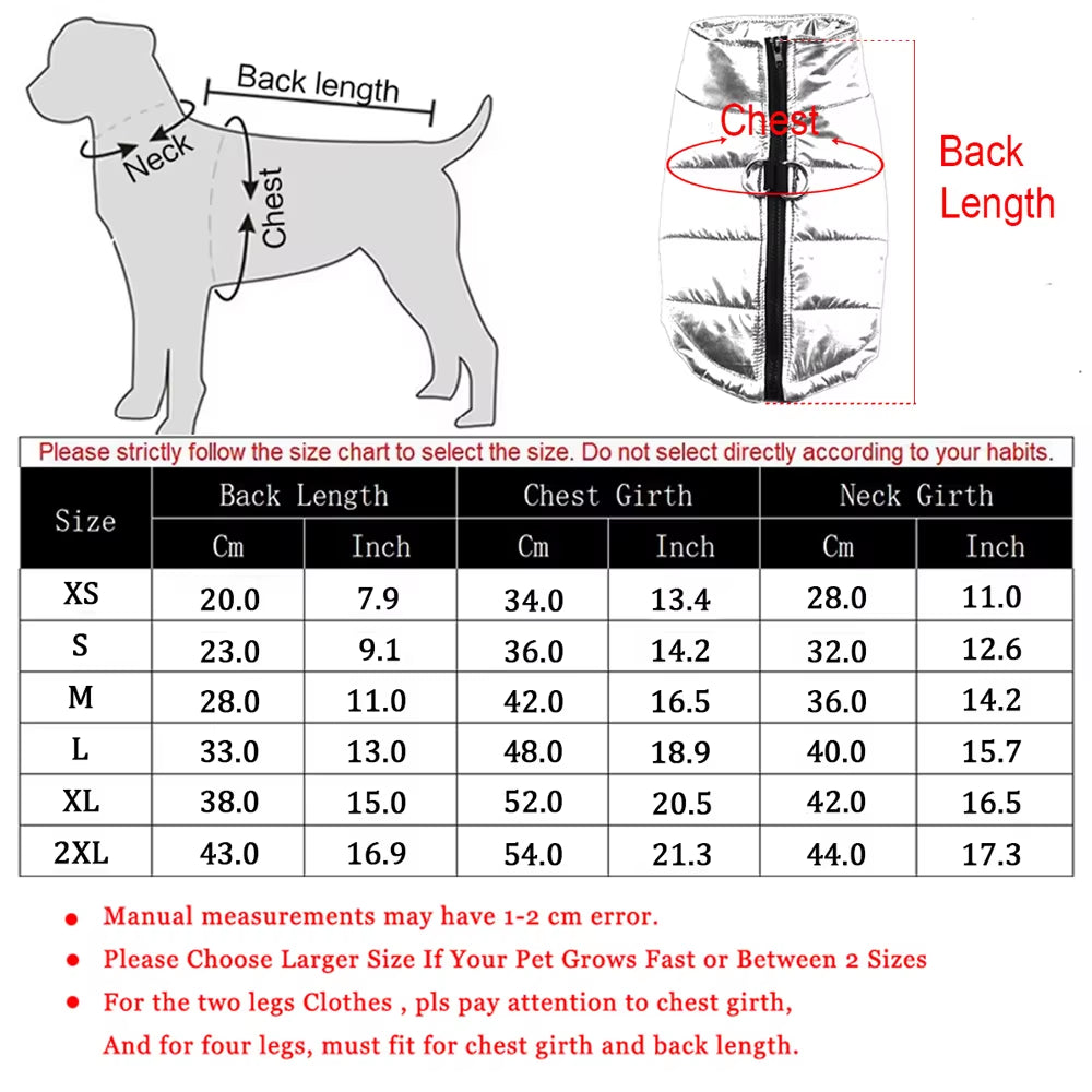 Waterproof Puppy Pet Dog Vest Jacket Winter Warm Dog Clothes Coat for Small Medium Large Dogs Chihuahua French Bulldog Clothing