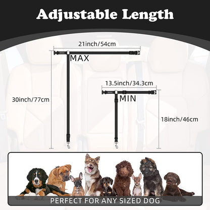 2 Packs Dog Cat Safety Seat Belt Strap Car Headrest Restraint Adjustable Nylon Fabric Dog Restraints Vehicle Seatbelts Harness