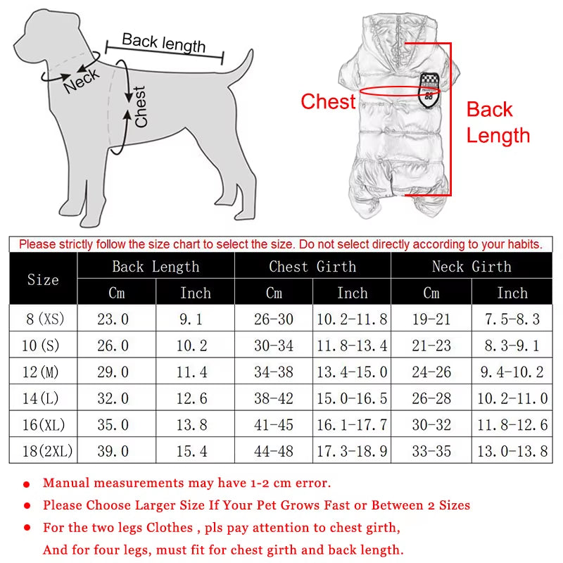 Clothes for Small Dogs Winter Warm Puppy Pet Dog Coats Waterproof Hooded Dog Jacket Jumpsuits Chihuahua Yorkie Clothing Overalls