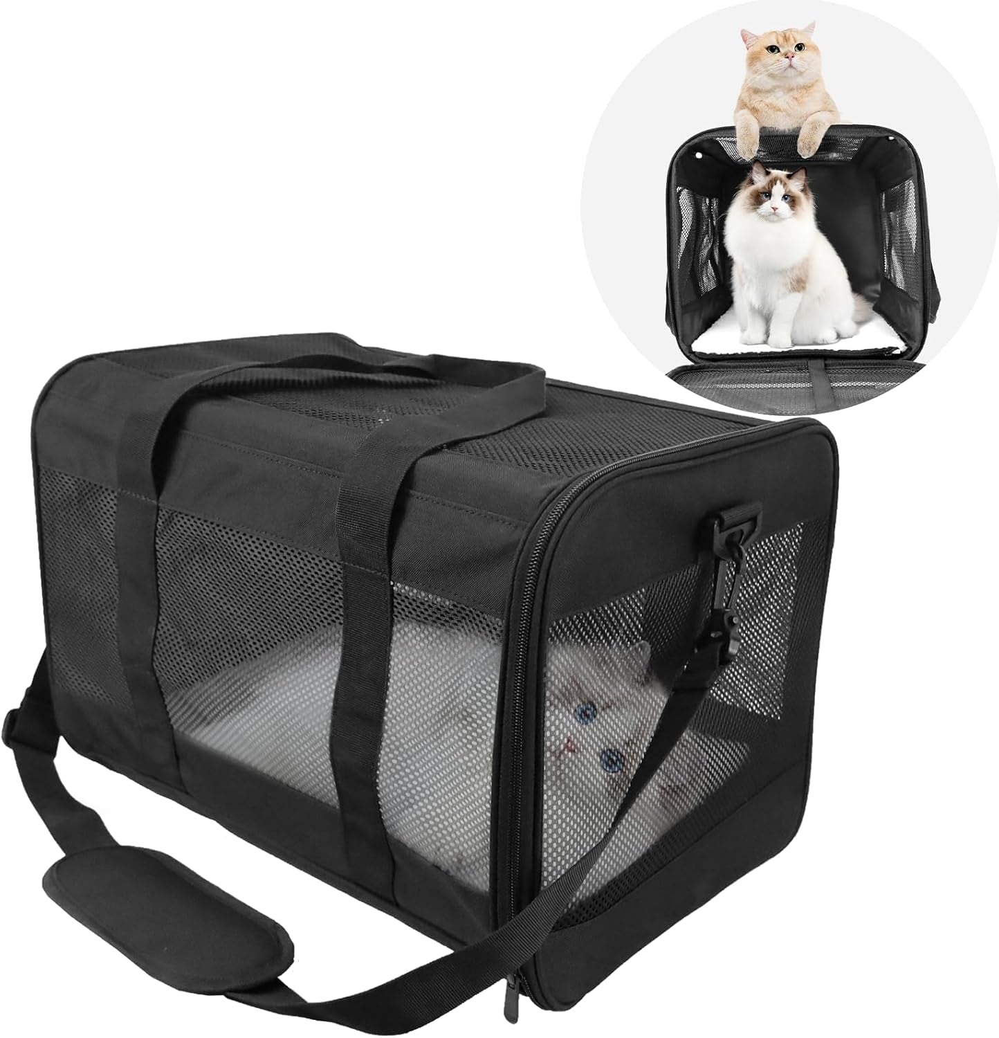 Pet Carrier Airline Approved Pet Carrier Puppy Dog Carriers for Small Dogs, Cat Carriers for Medium Cats Small Cats, Small Pet Carrier Small Dog Carrier Airline Approved Cat Travel Carrier-All Black