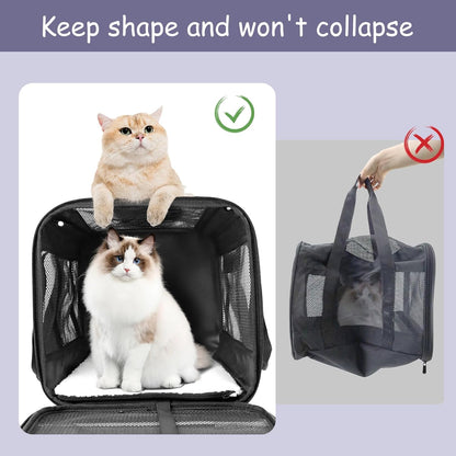 Pet Carrier Airline Approved Pet Carrier Puppy Dog Carriers for Small Dogs, Cat Carriers for Medium Cats Small Cats, Small Pet Carrier Small Dog Carrier Airline Approved Cat Travel Carrier-All Black