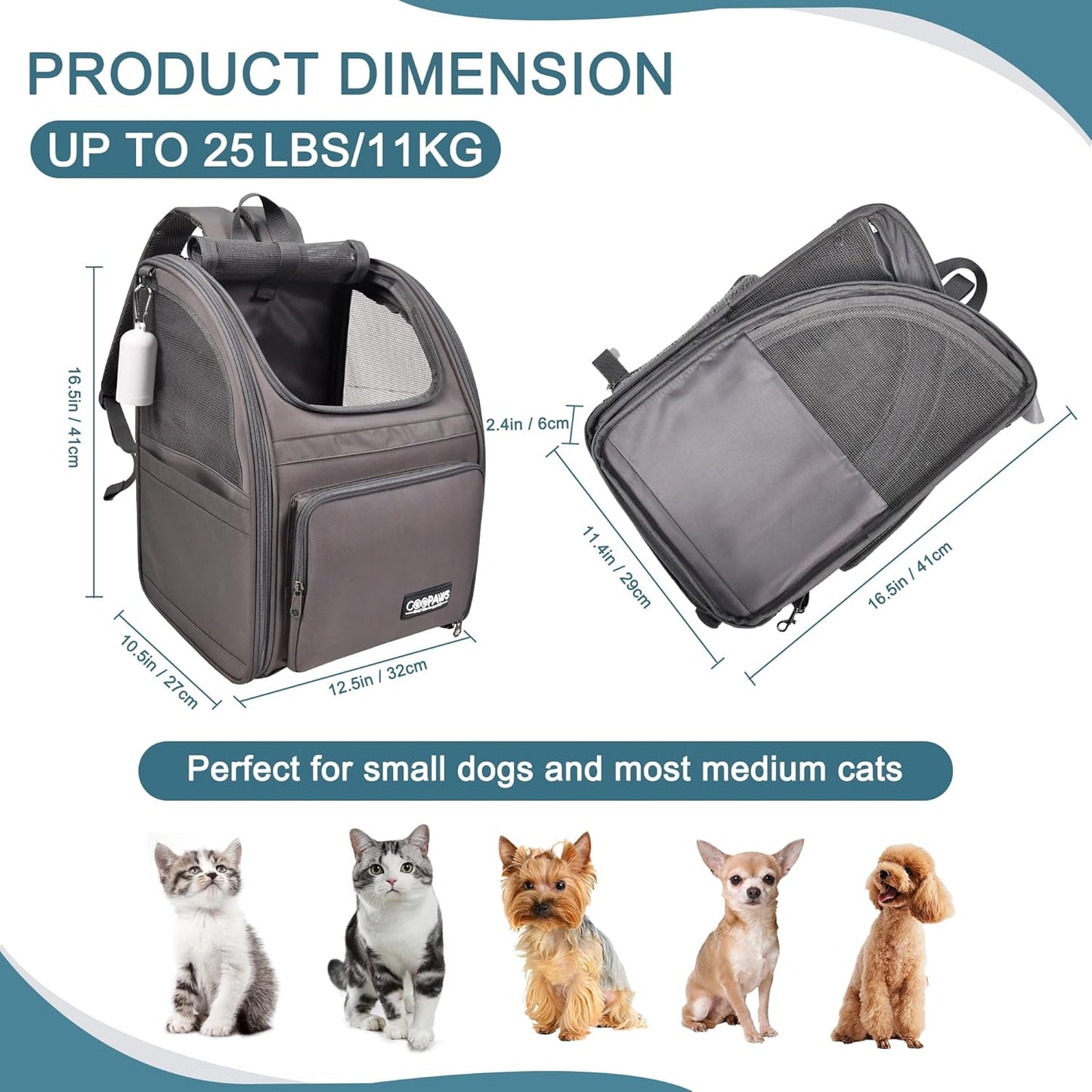 Close-up of pet backpack carrier interior showing padded comfort and safety features