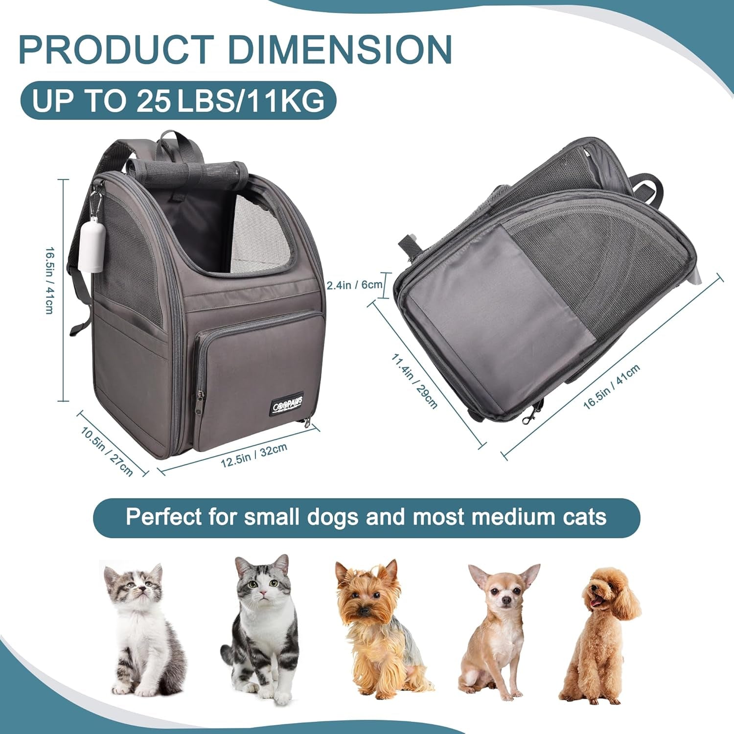 Close-up of pet backpack carrier interior showing padded comfort and safety features