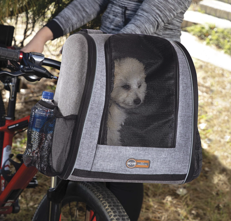 Pet Travel Bike Backpack Gray 9.5x14x15.75 | Pet Mosaic