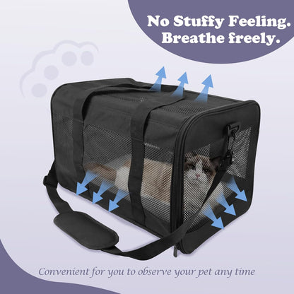 Pet Carrier Airline Approved Pet Carrier Puppy Dog Carriers for Small Dogs, Cat Carriers for Medium Cats Small Cats, Small Pet Carrier Small Dog Carrier Airline Approved Cat Travel Carrier-All Black