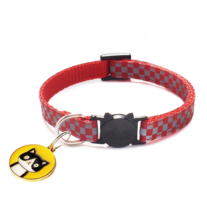 Cat wearing adjustable reflective collar demonstrating comfortable fit and style