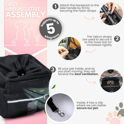 Dog Bike Basket - Premium Front Carrier with Poop Bag Dispenser | Pet Mosaic