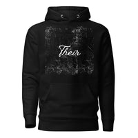 Black hoodie with 'Their' text on a white background