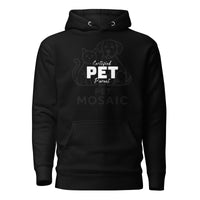 Black hoodie with 'Certified Pet Parent' text on a white background