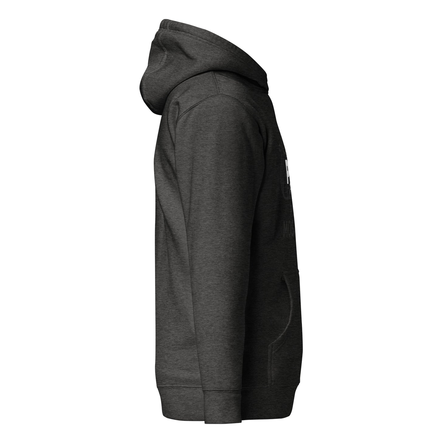 Dark gray hoodie on a white background