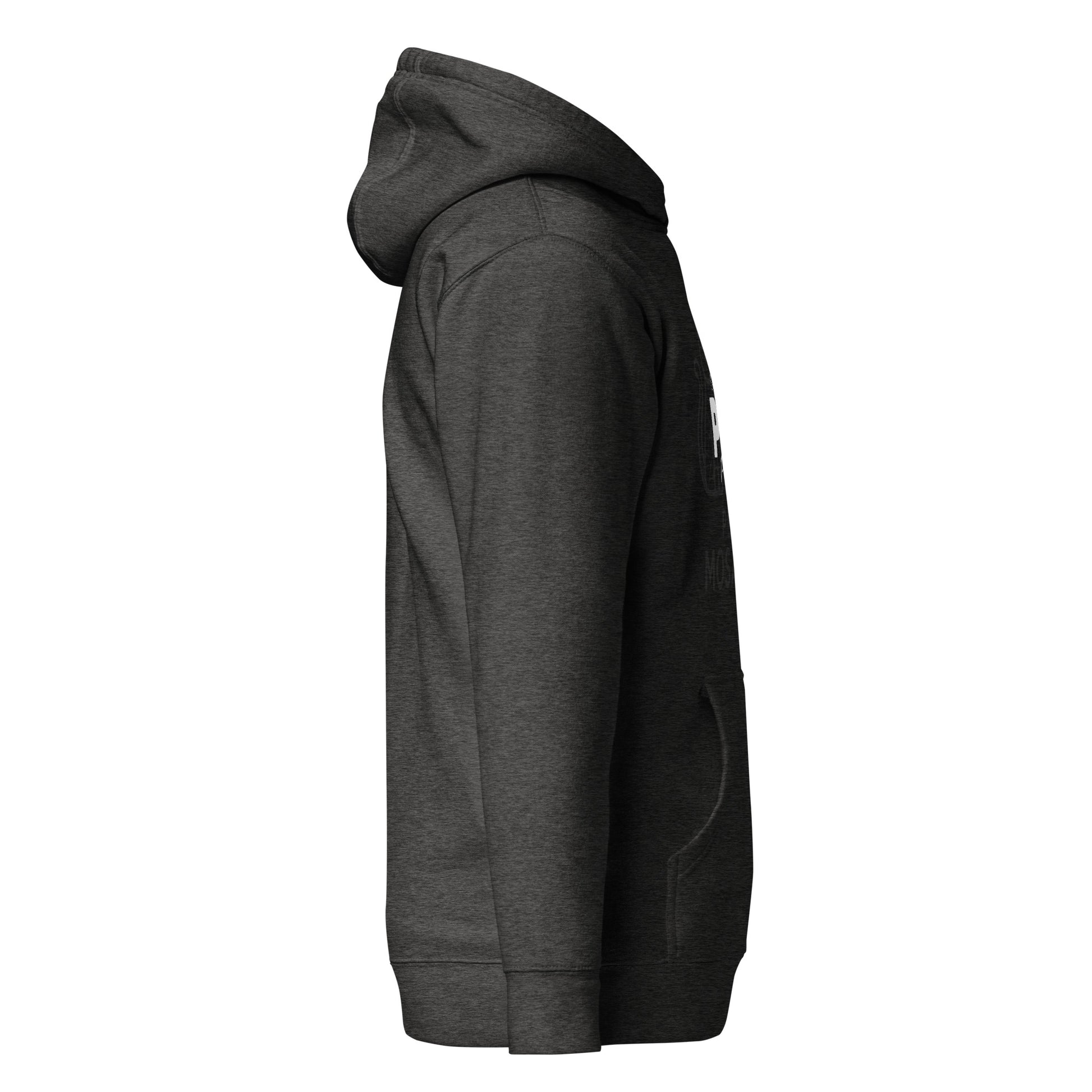Dark gray hoodie on a white background