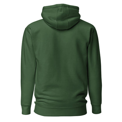 Green hoodie shown from the back on a white background