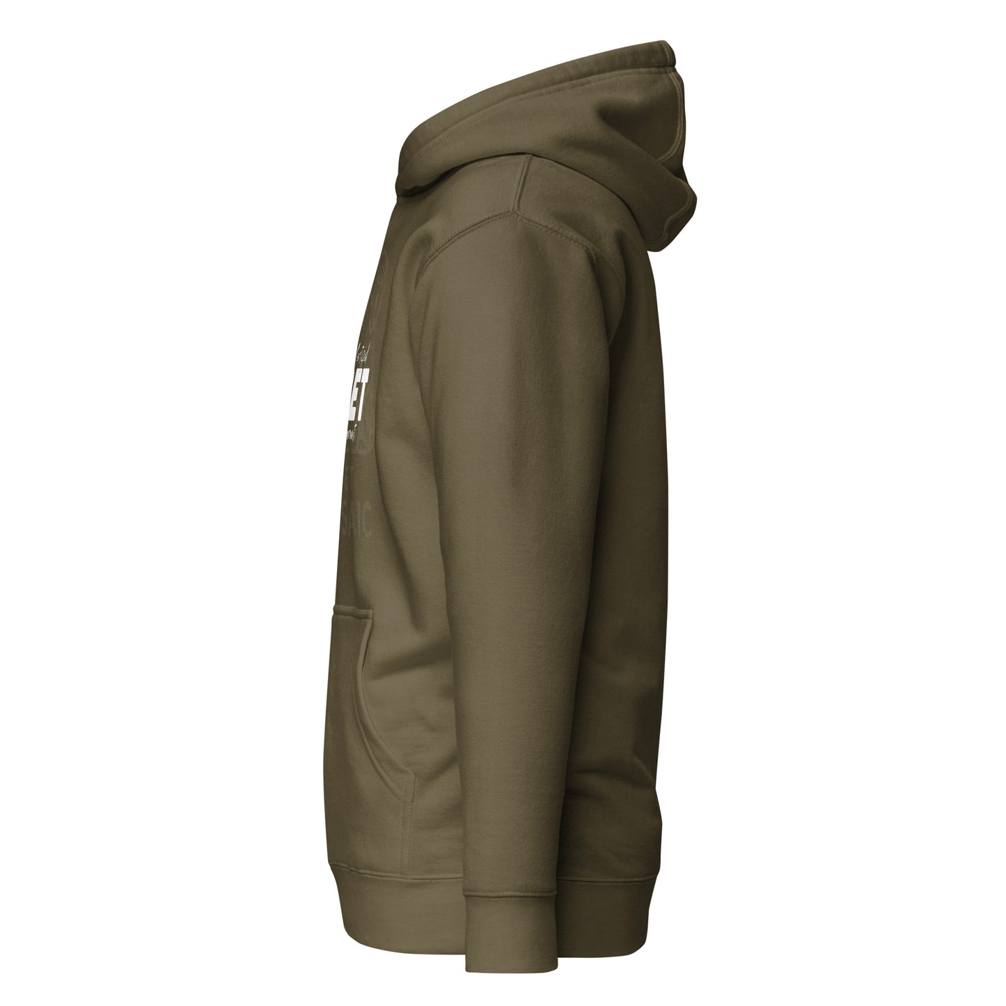 Olive green hoodie on a white background