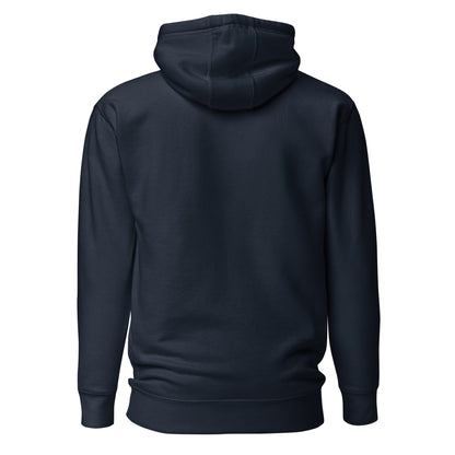 Navy Blue hoodie shown from the back on a white background