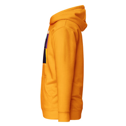 Yellow hoodie with a side view on a white background