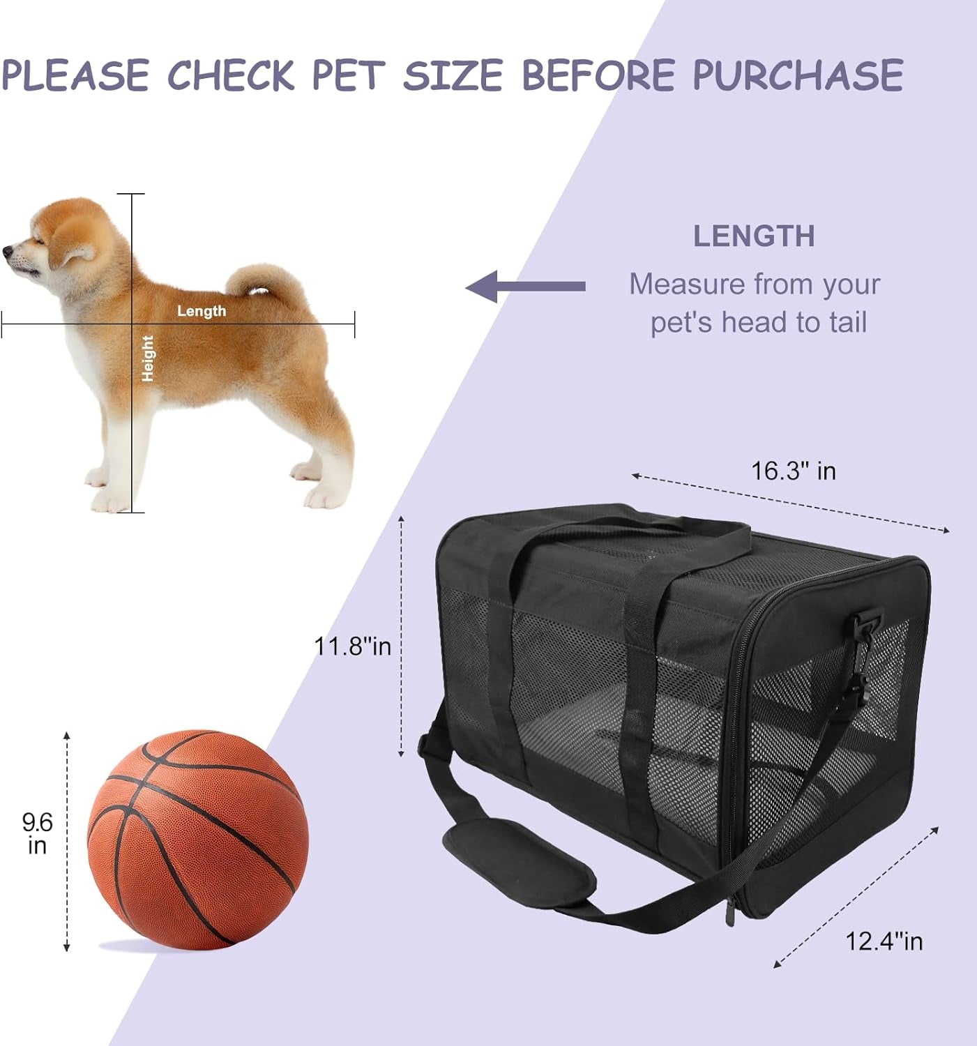 Pet Carrier Airline Approved Pet Carrier Puppy Dog Carriers for Small Dogs, Cat Carriers for Medium Cats Small Cats, Small Pet Carrier Small Dog Carrier Airline Approved Cat Travel Carrier-All Black