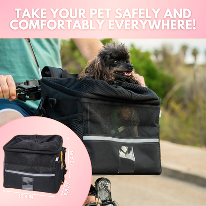 Dog Bike Basket - Premium Front Carrier with Poop Bag Dispenser | Pet Mosaic