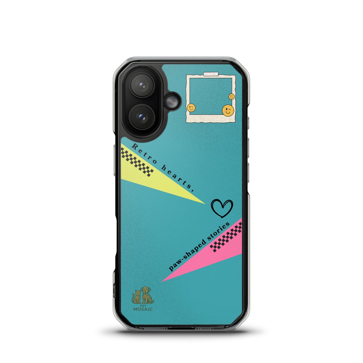 Phone case with colorful design on a white background