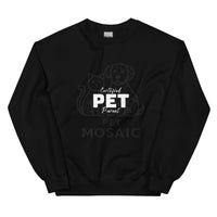 Black sweatshirt with 'Certified Pet Parent' text and pet mosaic design on a white background