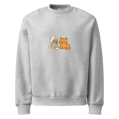 Gray sweatshirt with cartoon characters on a white background