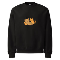 Black sweatshirt with two orange cats on a white background