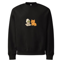 Black sweatshirt with cartoon characters on a white background