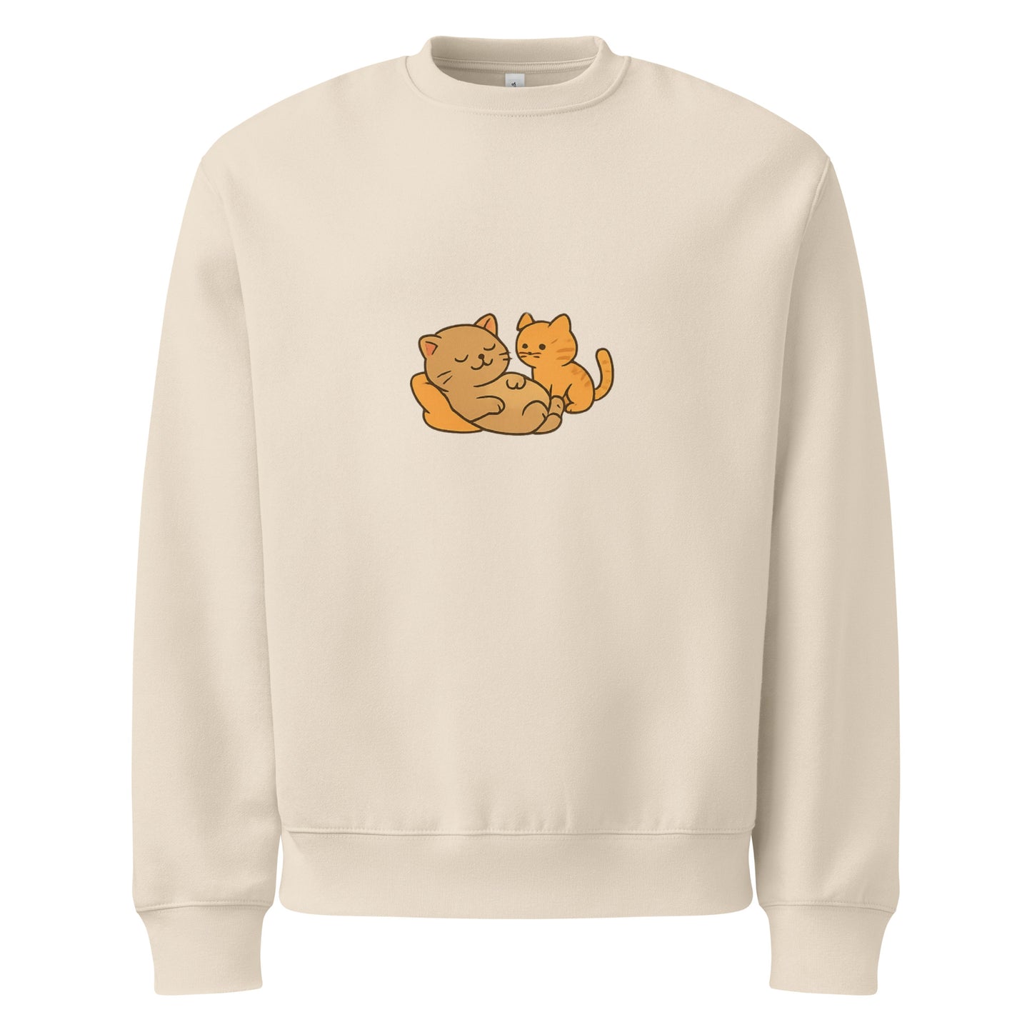 Beige sweatshirt with two orange cats on a white background