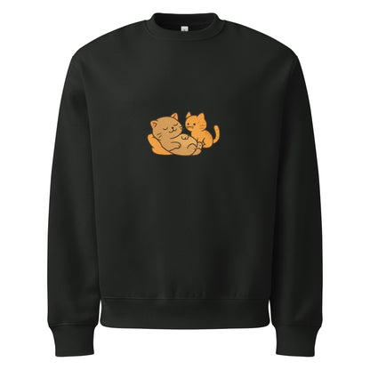 Black sweatshirt with two orange cats on a white background