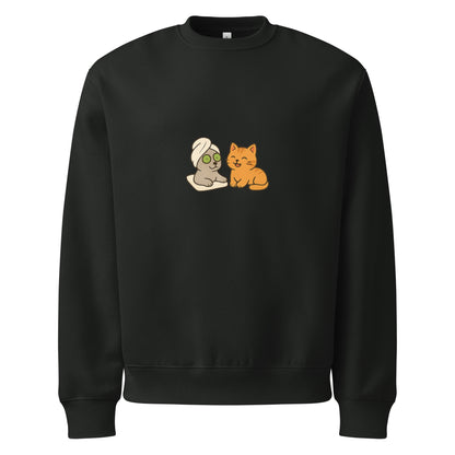 Black sweatshirt with cartoon characters on a white background