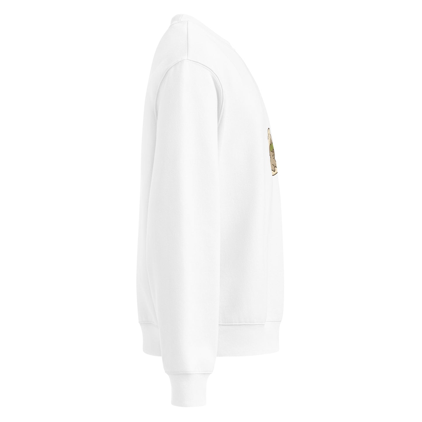 White hoodie with a gold logo on a white background