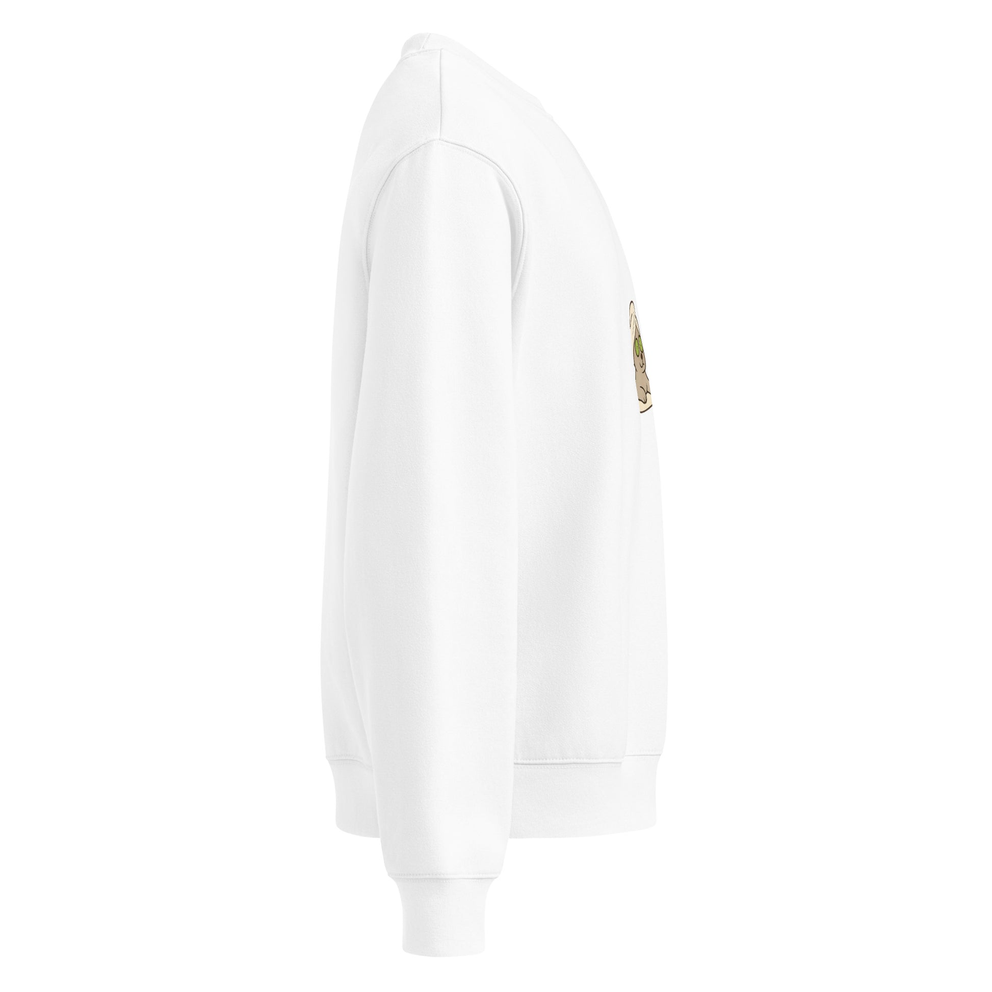 White hoodie with a gold logo on a white background