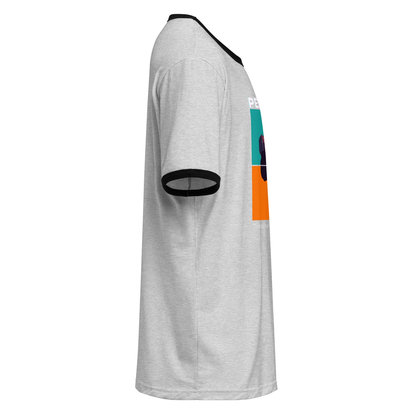 Gray sports jersey with colorful design on a white background