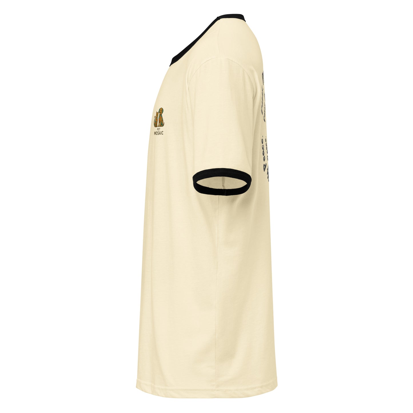 Beige sports jersey with black accents on a white background