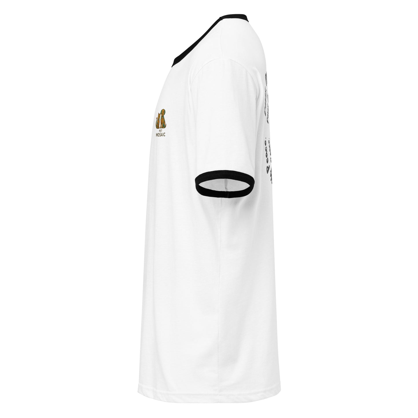 White sports jersey with black accents on a white background
