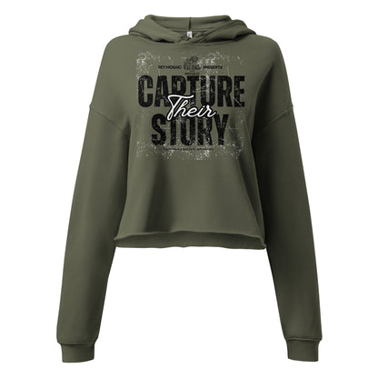 Green hoodie with text 'Capture Their Story' on a white background