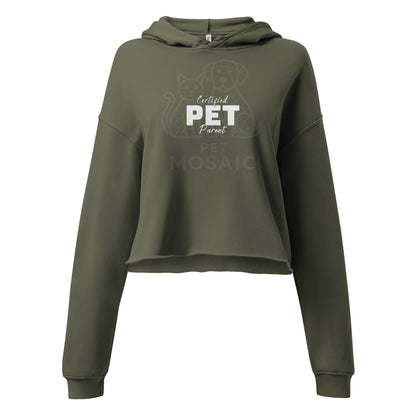 Green hoodie with 'Certified Pet Parent' text on a white background