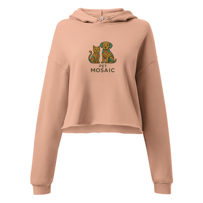 Peach hoodie with 'Pet Mosaic' design on a white background